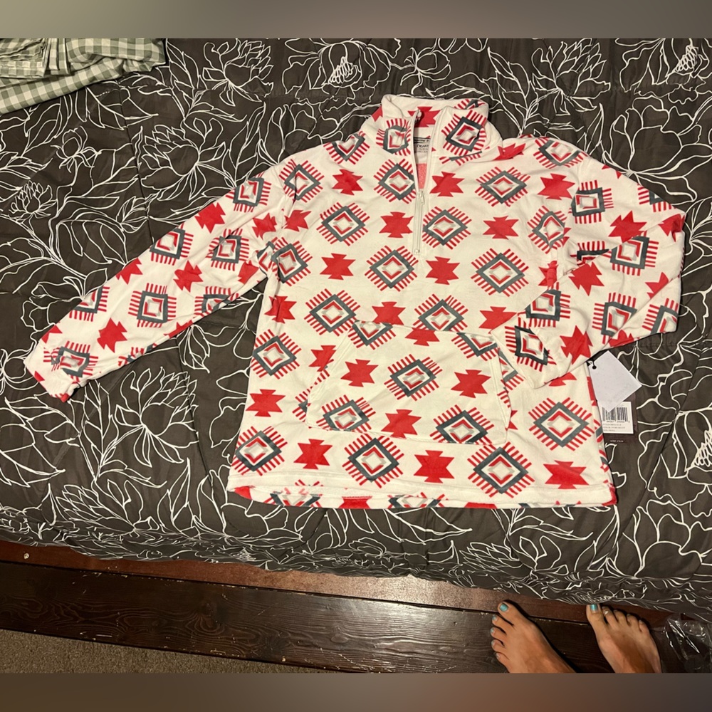 Two piece pajama set. Incredibly soft, cream and white native print.